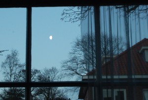 Saturday moonset from living room