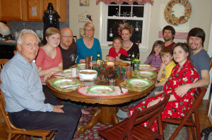 Clockwise the patriarch, Gabrielle, Sean (son in law) Jeannine, Katie (wife of grandson David) with Madison, David with Lily, MarkII with MarkIII, Tejah (Mark's fiancee)