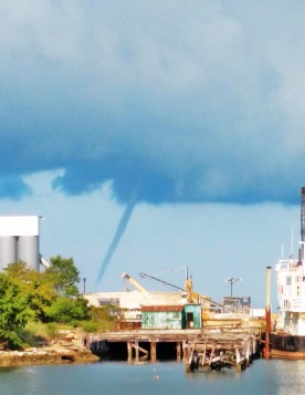 a water spout off Cape Charles Yacht Center, photographed on 8/25 by Rob Maguire, the Harbor Master